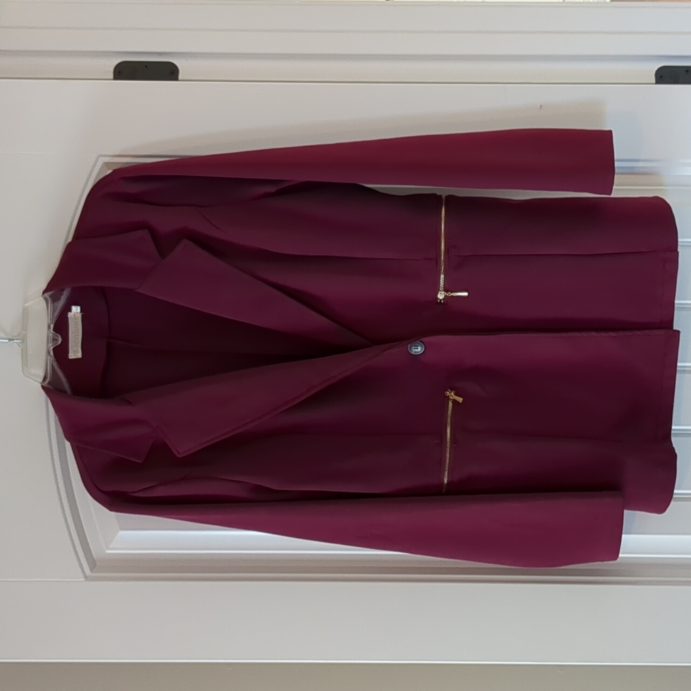 Genhoo unlined burgundy cranberry knit blazer jacket size Large, NEW w/o tags